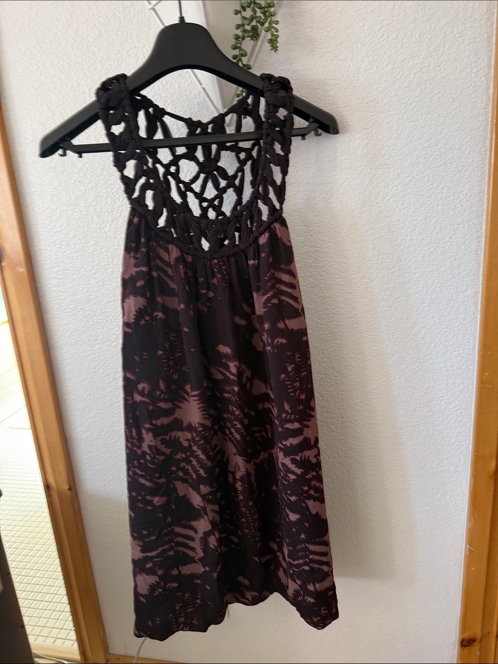 YaYa Aflalo Plum and Black Crochet-Back Mini Dress